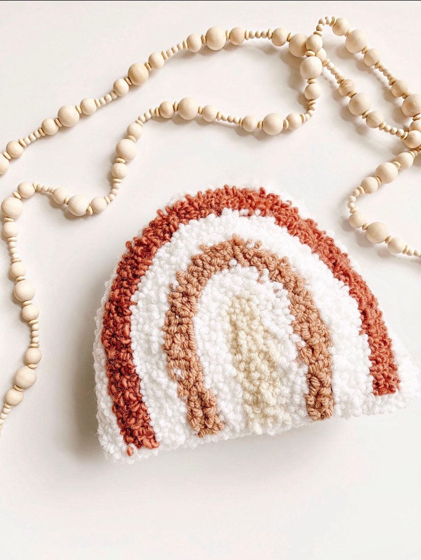 Punch Needle Rainbow Pillow Etsy