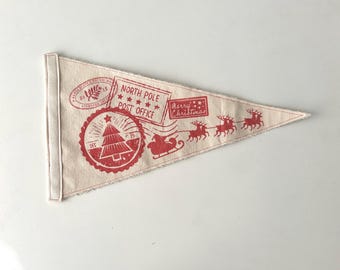 Christmas Postage Stamp Canvas Pennant