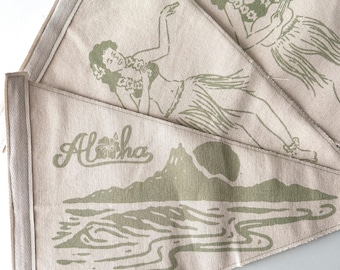 Aloha Vintage Hula Girl Pennant Flags