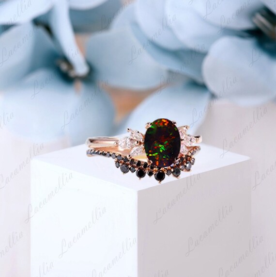 Antique black shop opal ring