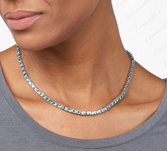 Blue topaz 2024 tennis necklace