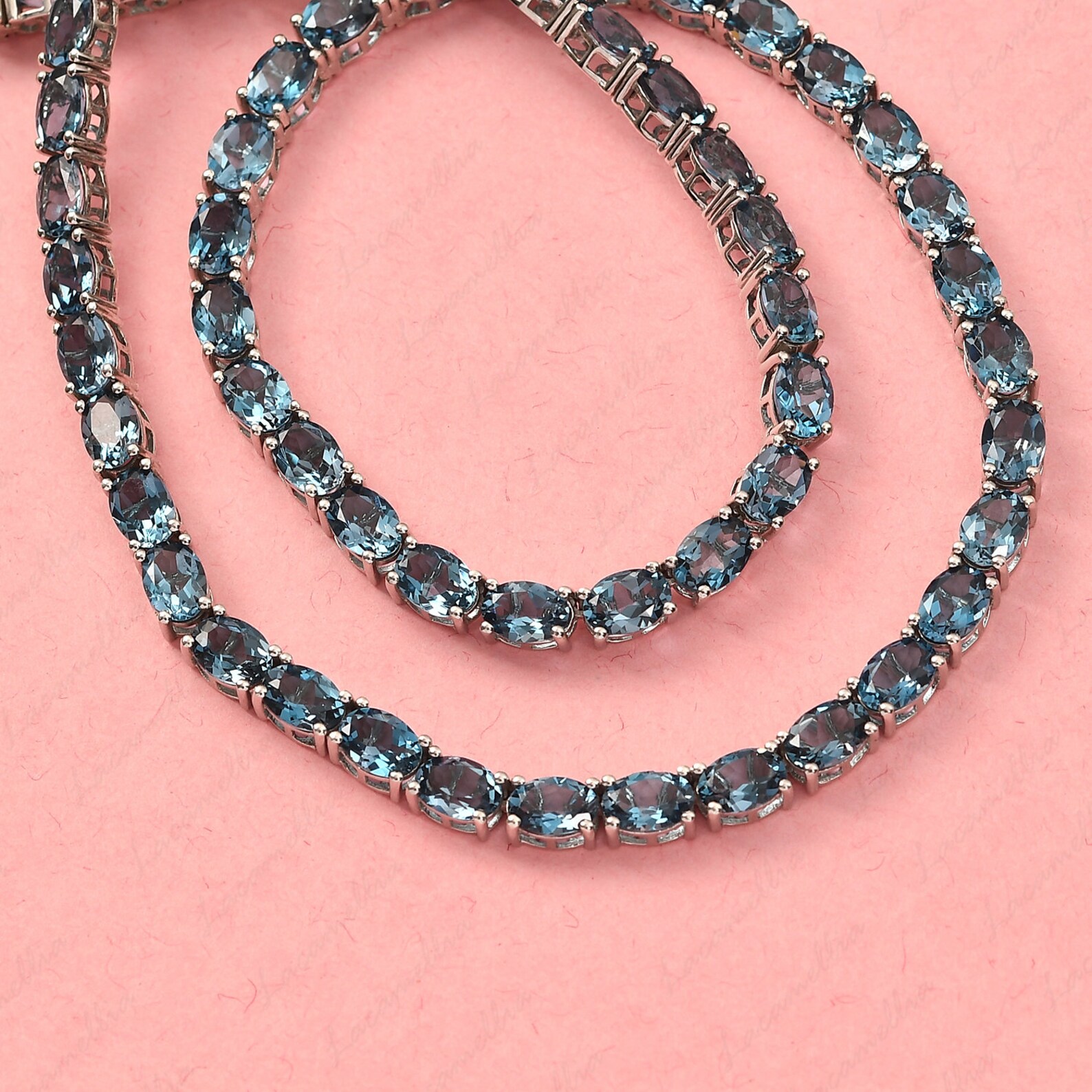 Vintage London Blue Topaz Tennis Necklace Minimal Oval Topaz Etsy