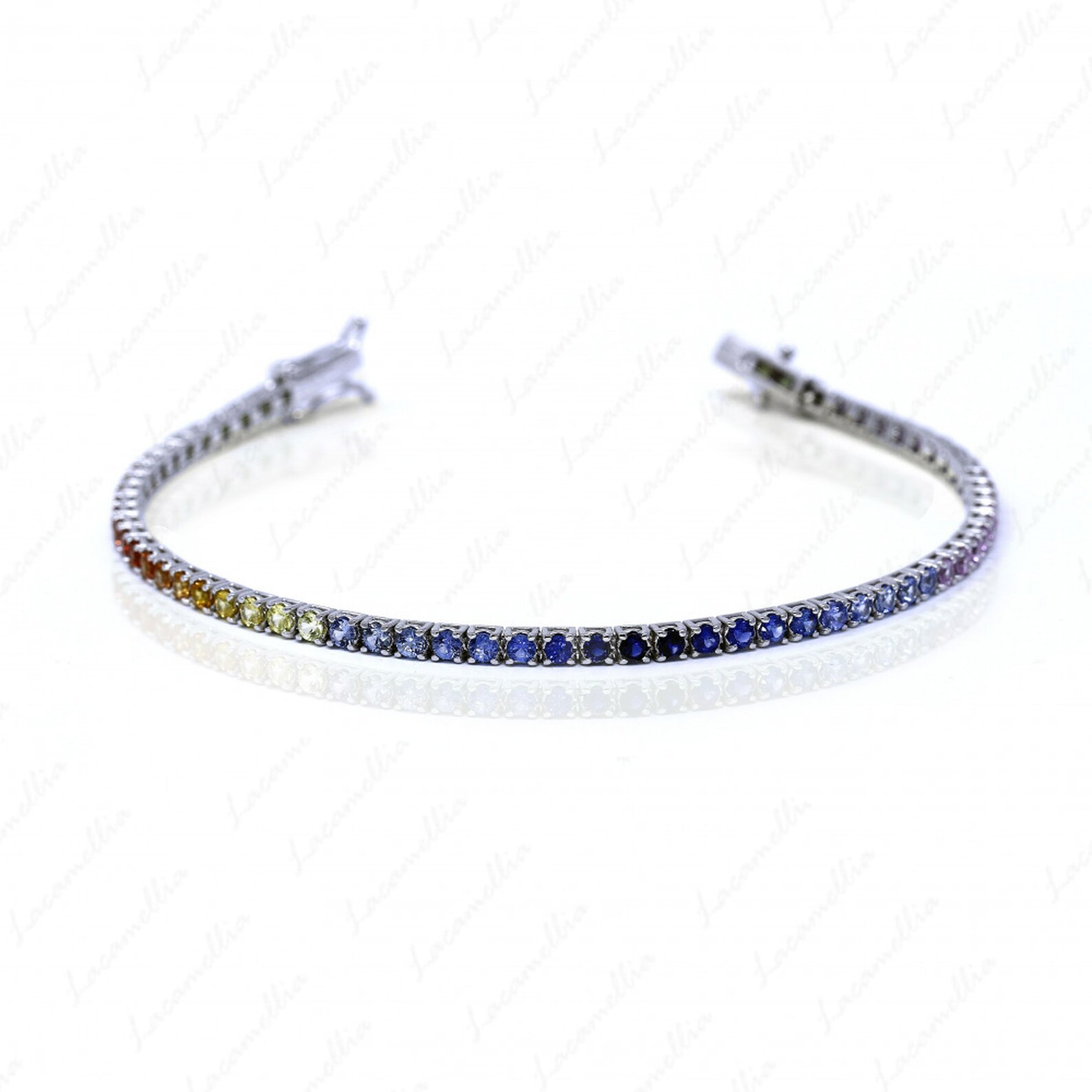 Multi Gemstone Tennis Bracelet Ombre Tennis Chain Bracelet Etsy