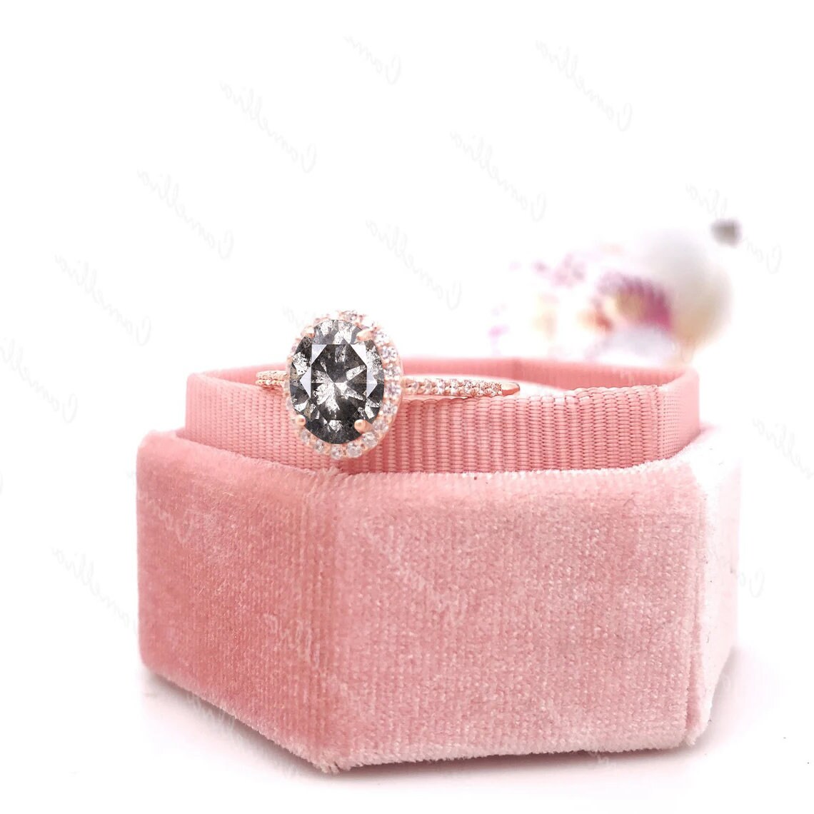 Handmade Salt and Pepper Engagement Ring Oval Cut Black Grey Etsy