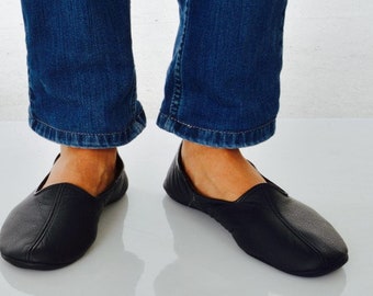 soft leather slippers mens