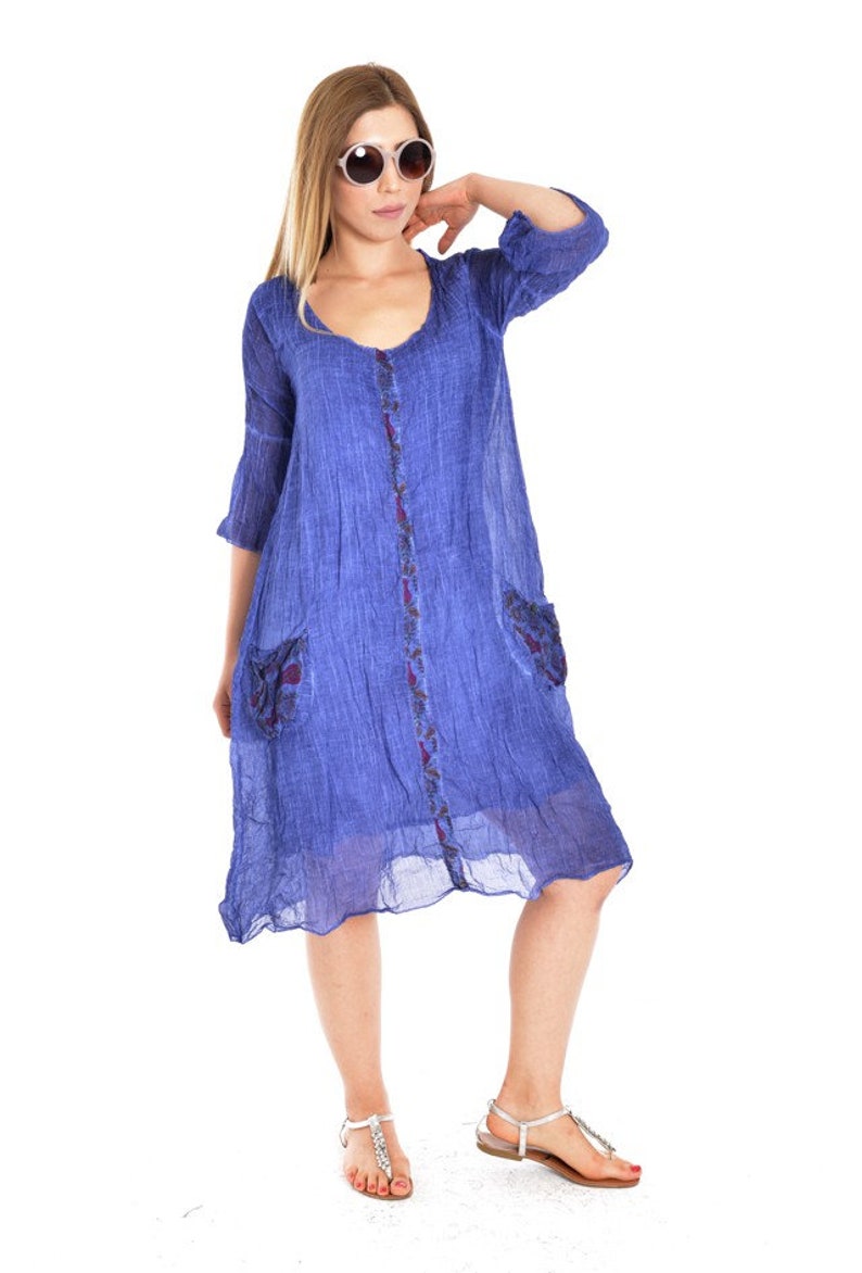 Tunic dress tunic Long dress Dress gift Blue dress Cool dress Cotton dress Blue clothing Gift for her Casual dress Cute dress
