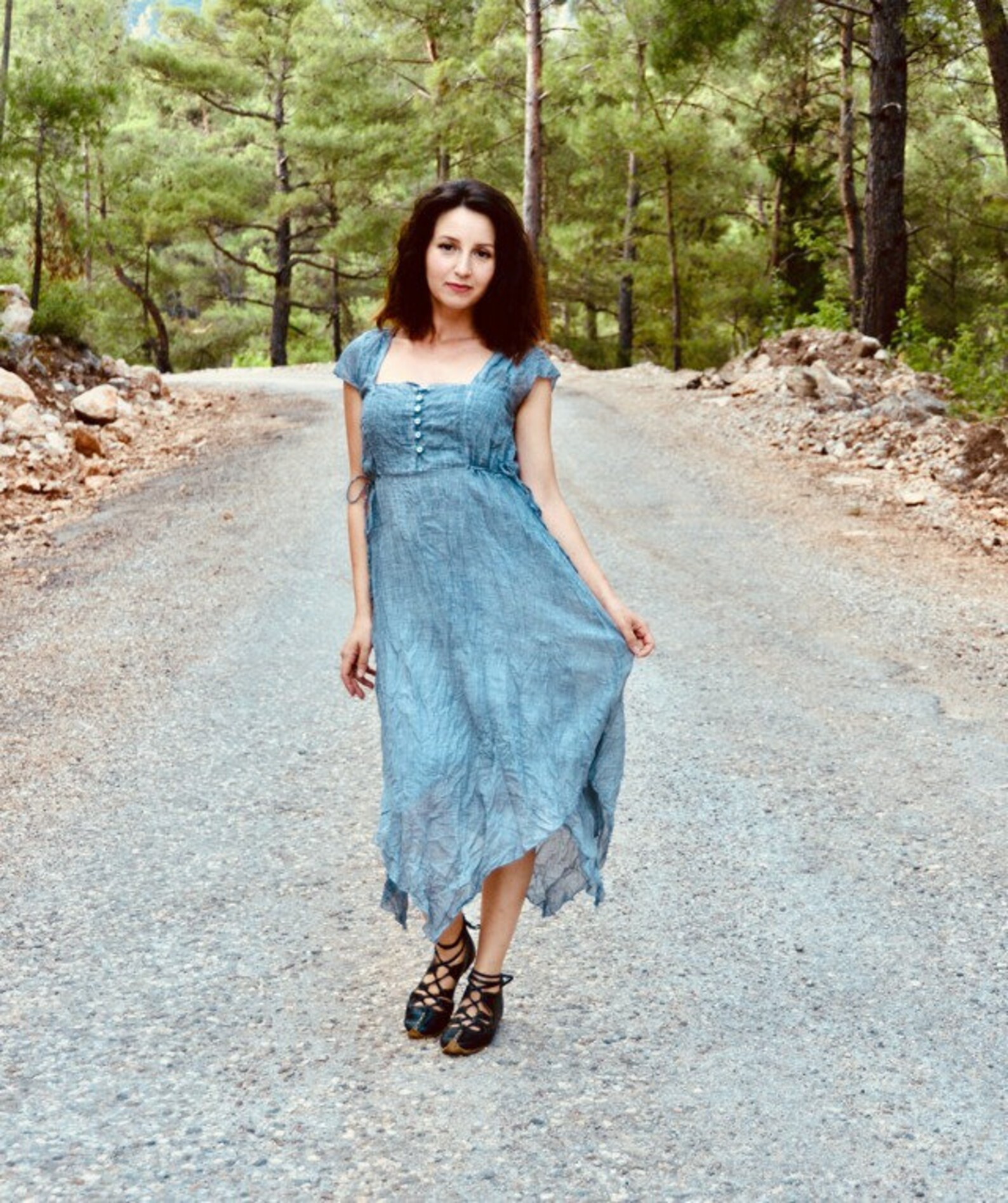 Pure Cotton Clothing Pure Cotton Clothes Grey Long Dress Etsy