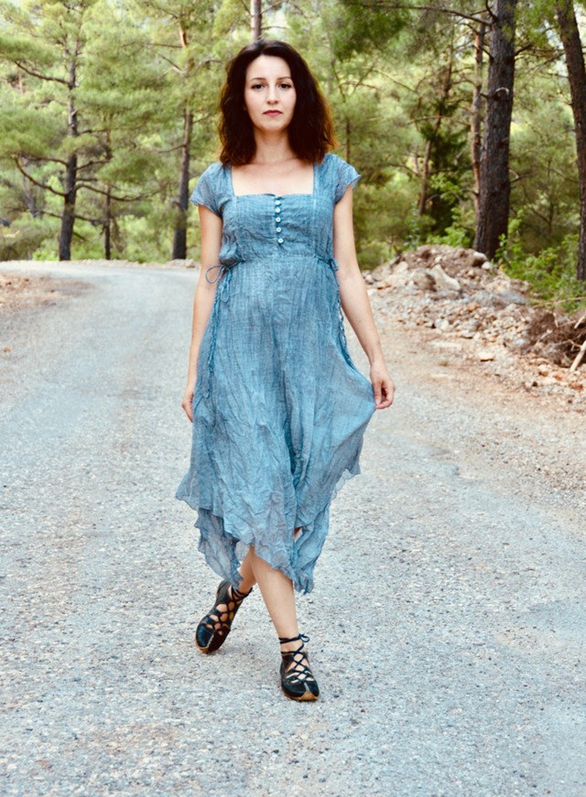 Pure Cotton Clothing Pure Cotton Clothes Grey Long Dress Etsy