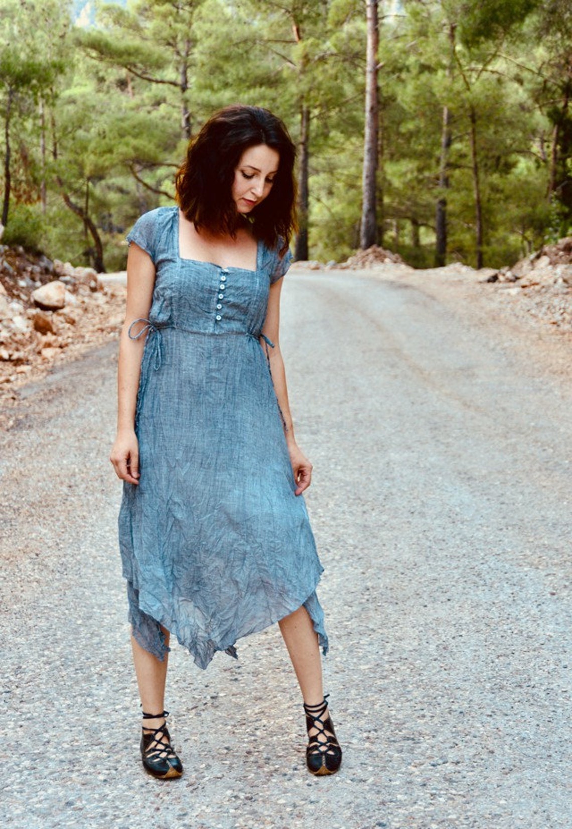 Pure Cotton Clothing Pure Cotton Clothes Grey Long Dress Etsy