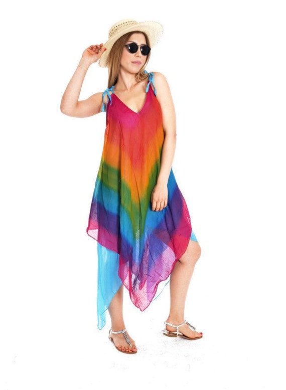 rainbow plus size summer dresses