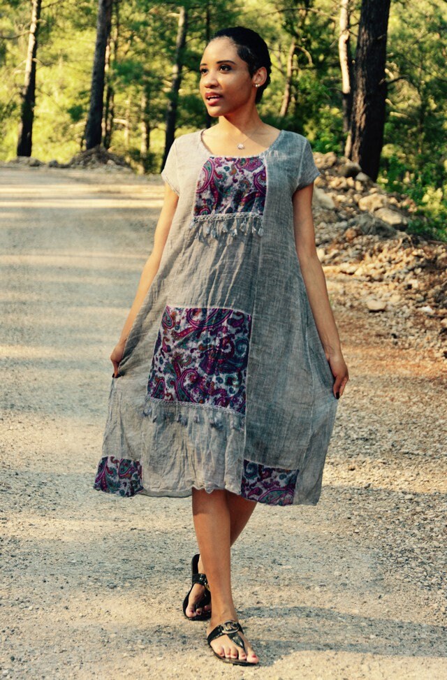 Cotton Dress Boho Cotton Dress Bohemian Cotton Dress Loose - Etsy