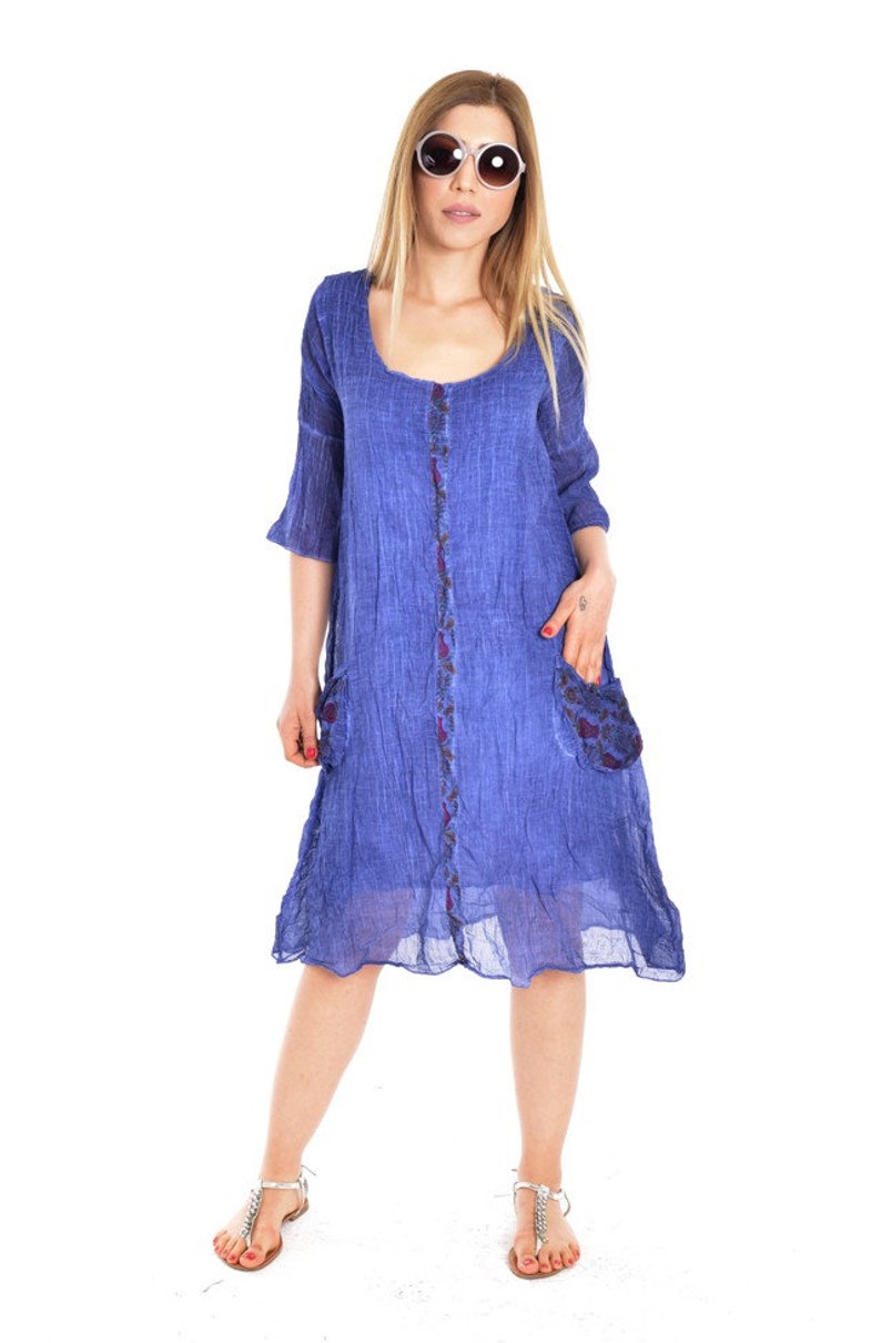 Tunic dress tunic Long dress Dress gift Blue dress Cool dress Cotton dress Blue clothing Gift for her Casual dress Cute dress