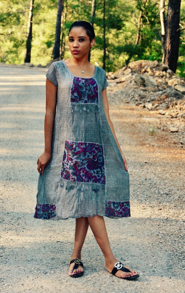 Cotton Dress Boho Cotton Dress Bohemian Cotton Dress Loose - Etsy