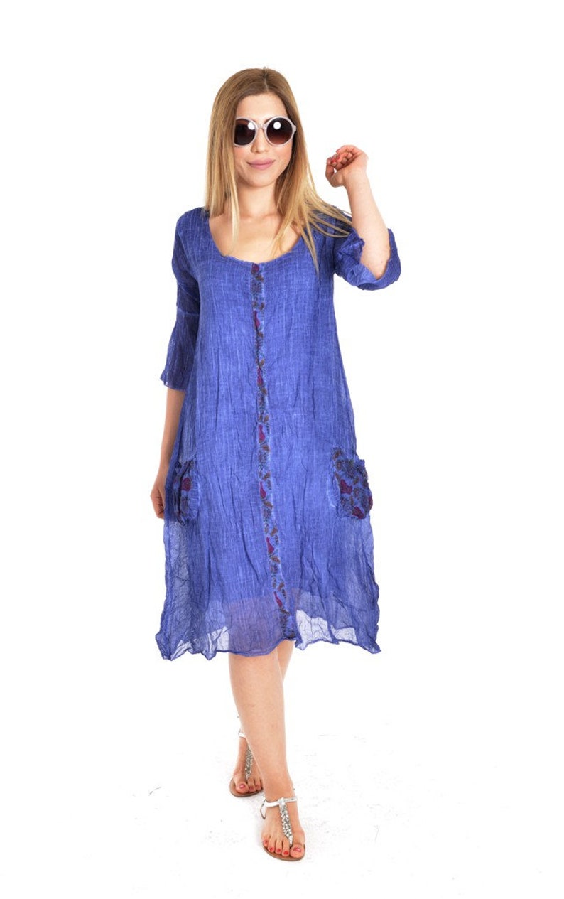 Tunic dress tunic Long dress Dress gift Blue dress Cool dress Cotton dress Blue clothing Gift for her Casual dress Cute dress