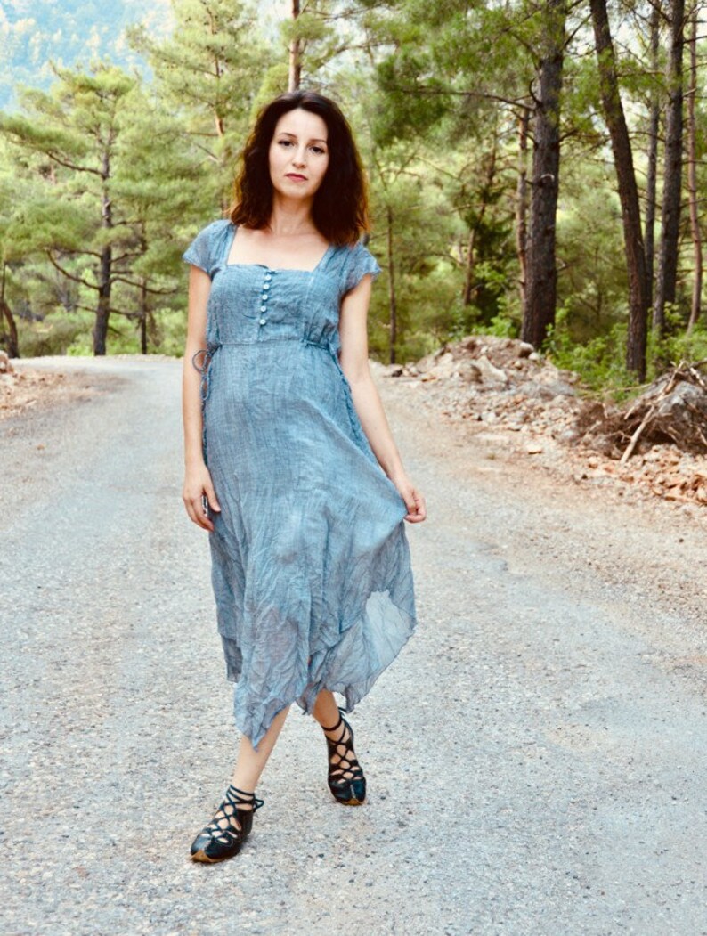 Pure Cotton Clothing Pure Cotton Clothes Grey Long Dress Etsy