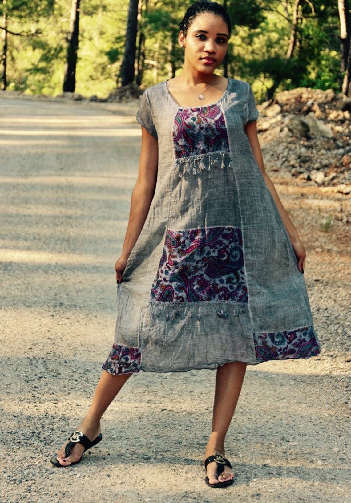 Cotton Dress Boho Cotton Dress Bohemian Cotton Dress Loose Etsy