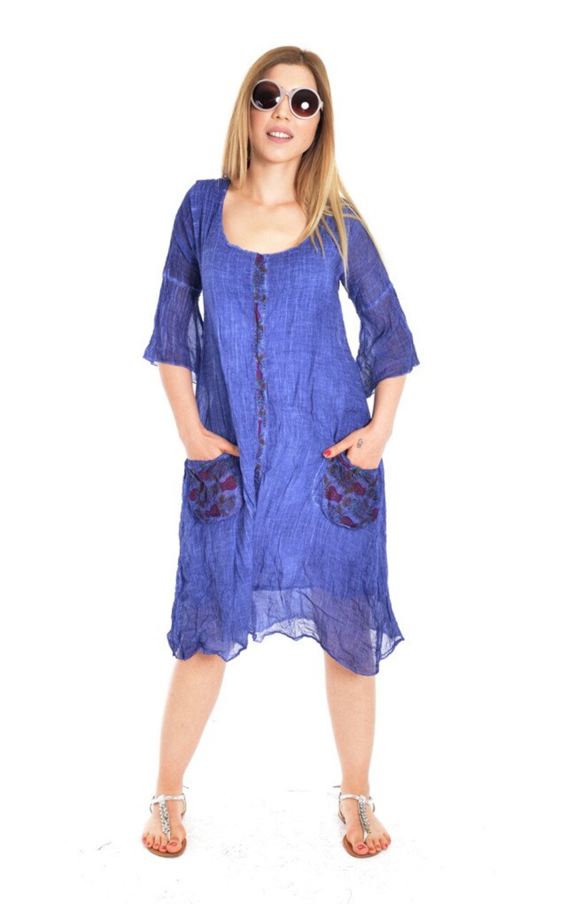 Tunic dress tunic Long dress Dress gift Blue dress Cool dress Cotton dress Blue clothing Gift for her Casual dress Cute dress