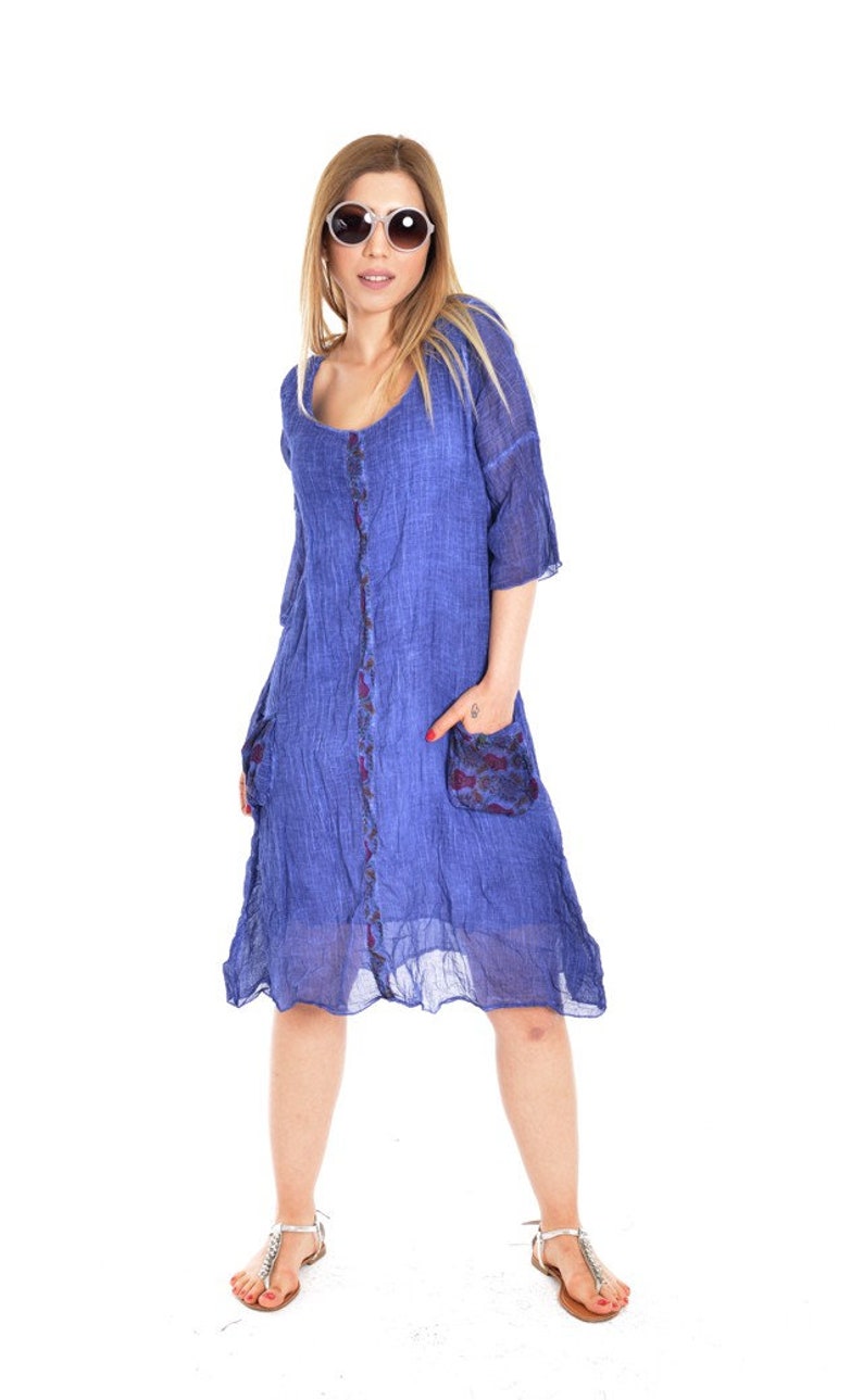 Tunic dress tunic Long dress Dress gift Blue dress Cool dress Cotton dress Blue clothing Gift for her Casual dress Cute dress