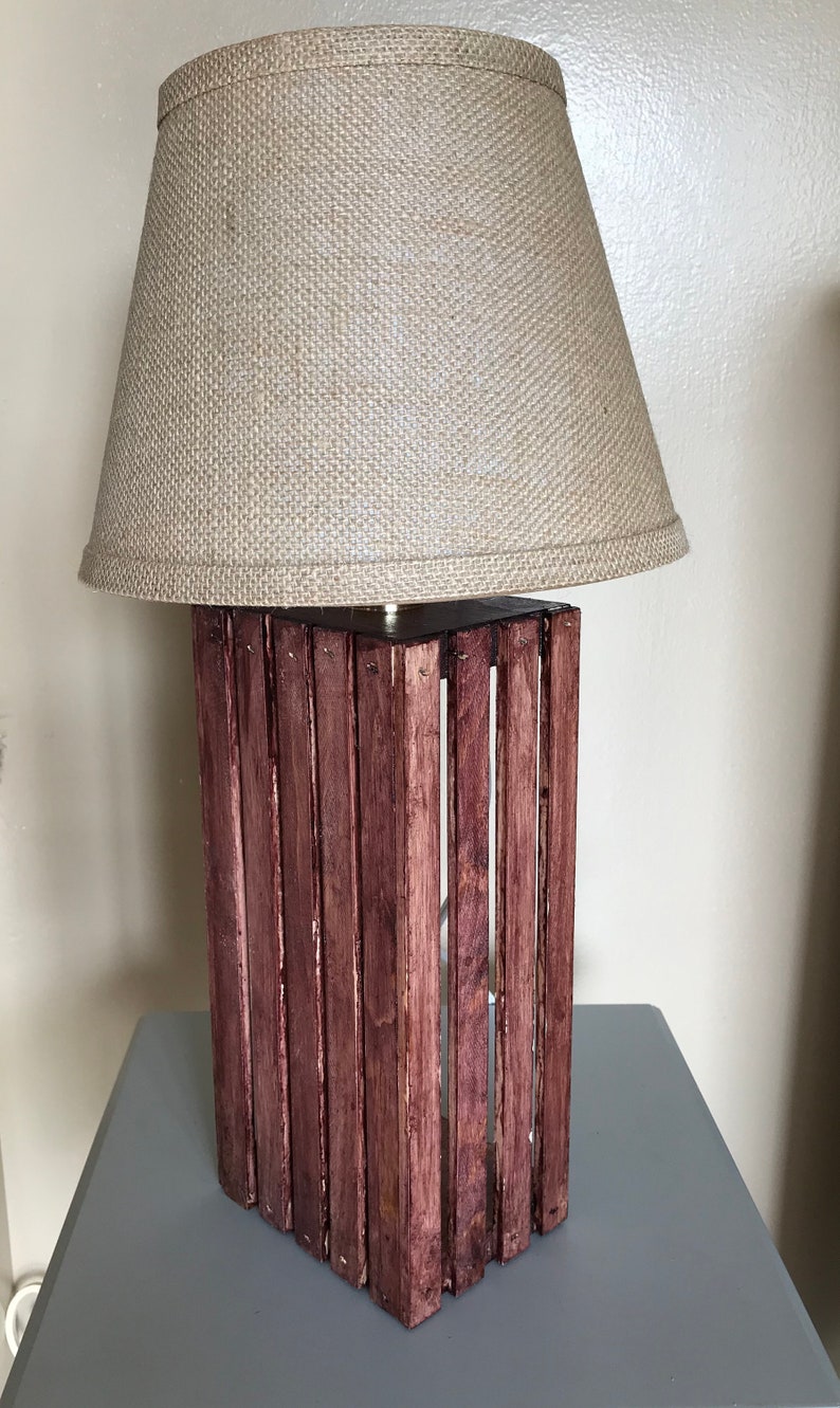 Rustikale Holz Lampe Holz Lampe Schreibtischlampe Etsy