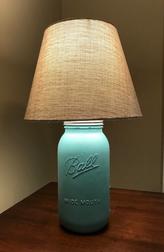 Seafoam Blue Mason Jar Lamp Rustic, Mason Jar Table Lamp