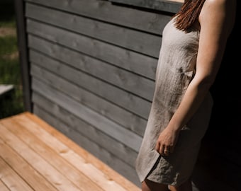 Telo da sauna in lino: asciugamano da bagno, gonna da spa regolabile