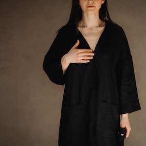 Linen robe, Linen kimono, Linen dressing gown, Linen bathrobe