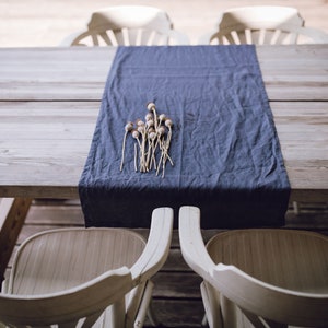 Linen table runner in dusty lavender color, handmade table runner, stonewashed linen table runner image 4