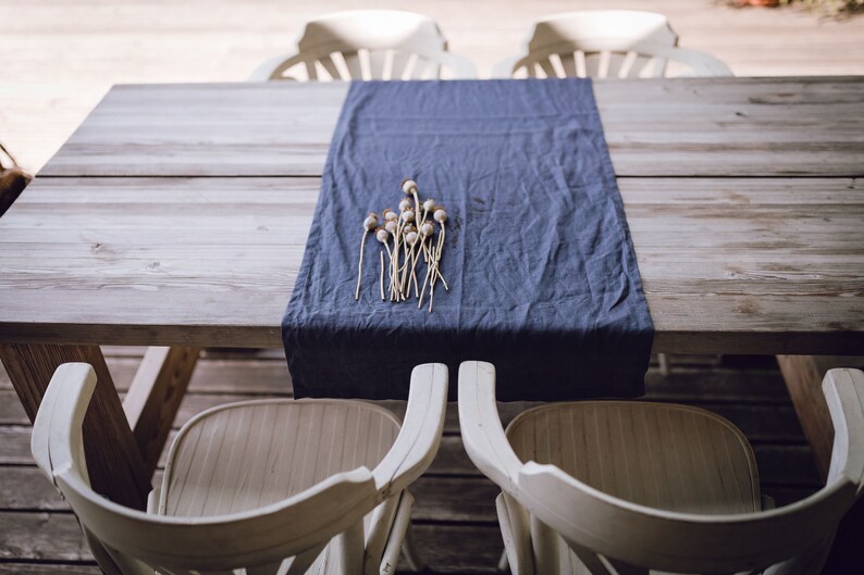 Linen table runner in dusty lavender color, handmade table runner, stonewashed linen table runner image 4