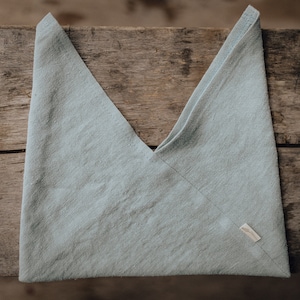 Sac à bento en lin, sac en origami, sac à pain en lin pur naturel, stockage d'aliments biologiques, sac de pique-nique en lin