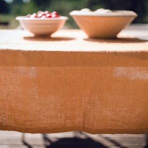 Mustard linen table runner, handmade table runner, stonewashed linen table runner image 4