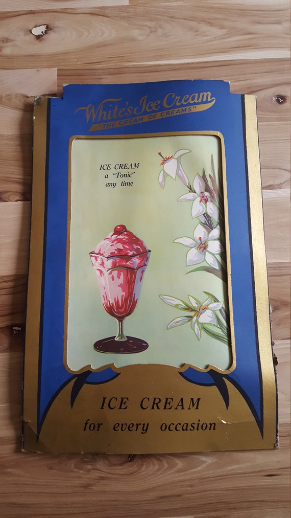 White S Ice Cream Cardboard Display Advertisement Etsy