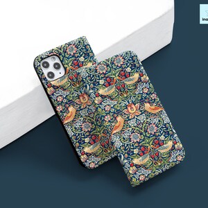 William Morris kunst portemonnee flip case voor iPhone 14 pro max 13 mini 12 11 Pixel 7a 6a 5a Samsung S21 plus S20 FE S22 Ultra S10 A71 a32 in65-3w