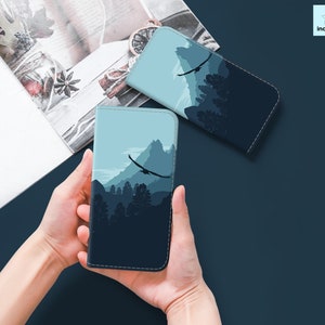 Mountain moon wallet flip case for Google Pixel 7a 6a 6 5a 4a iPhone 14 pro 13 12 11 xr xs max Samsung S22 Ultra S21 S20 FE S10 10 A71 in34w