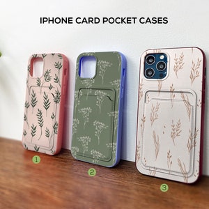 Pastel floral card pocket case for iPhone 14 Pro max iPhone 13 iPhone 12 Pro Max iPhone 11 iPhone XR iPhone XS Max iPhone X iPhone 7 in347