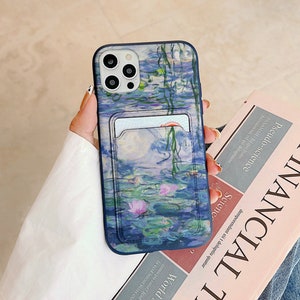 Monet card pocket case for iPhone 15 Pro max iPhone 12 11 13 mini iPhone 14 Plus iPhone XR XS Max iPhone X art lover gift iPhone 7 8 in105