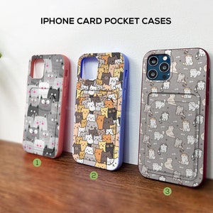 Cute cat card pocket case for iPhone 14 15 Pro max iPhone 12 Pro Max iPhone 11 iPhone XR iPhone XS Max iPhone X Case iPhone 8 7 Plus in192