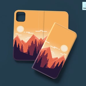 Mountain sunset wallet flip case for Google Pixel 7a 6a 6 5a 4a iPhone 14 pro 13 12 11 xr xs max Samsung S22 Ultra S20 FE S21 S10 A71 in128w