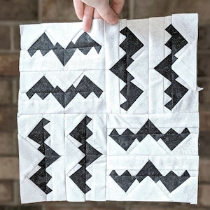 Bat Foundation Paper Piecing Quilt Block Pattern- Dracula's Puzzle