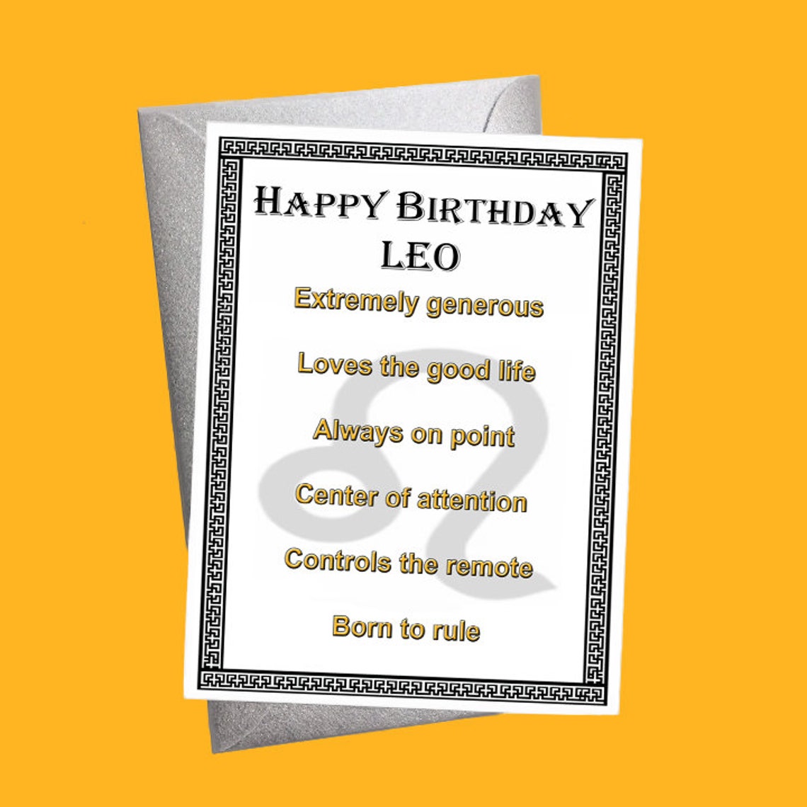 Happy Birthday Leo Card Leo Zodiac Cards Horoscope Cards Etsy