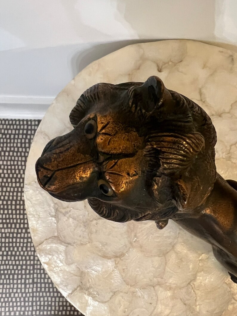 Vintage Solid Brass Lion Statue - Etsy