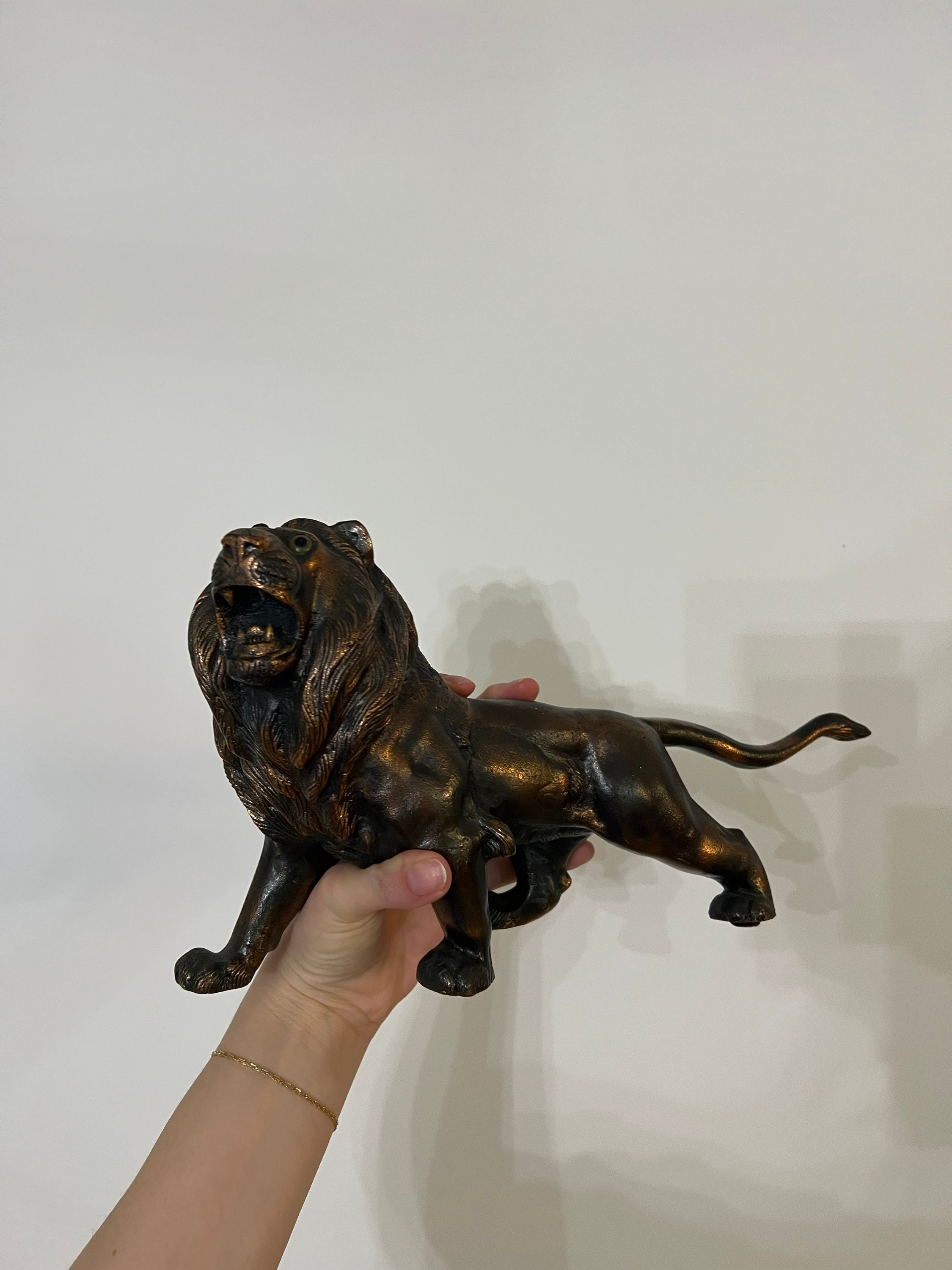 Vintage Solid Brass Lion Statue - Etsy