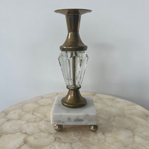 Brass, Marble, and Glass Candlestick Holder