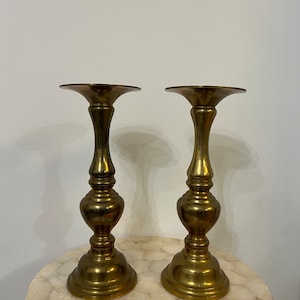 Vintage Large Brass Candlestick Holder Set