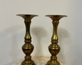 Vintage Large Brass Candlestick Holder Set