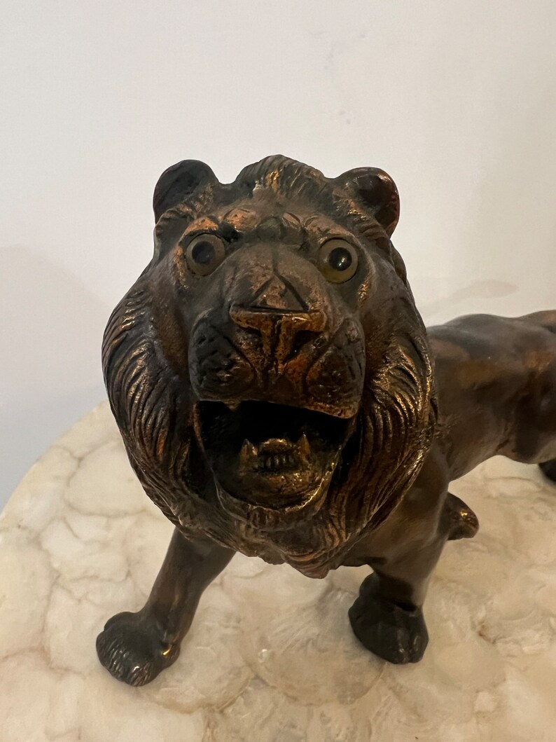 Vintage Solid Brass Lion Statue - Etsy