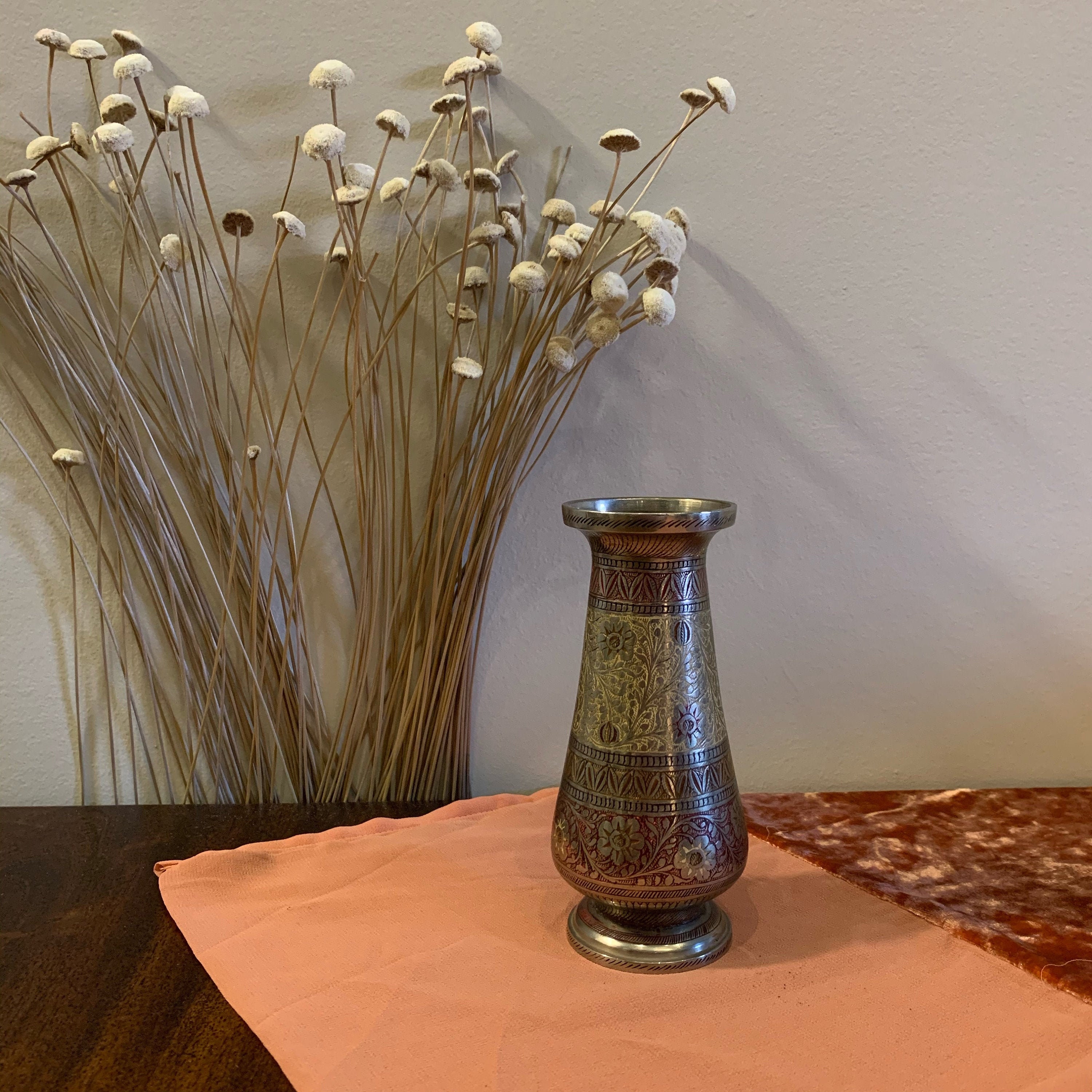 Etched Pewter Vase Etsy