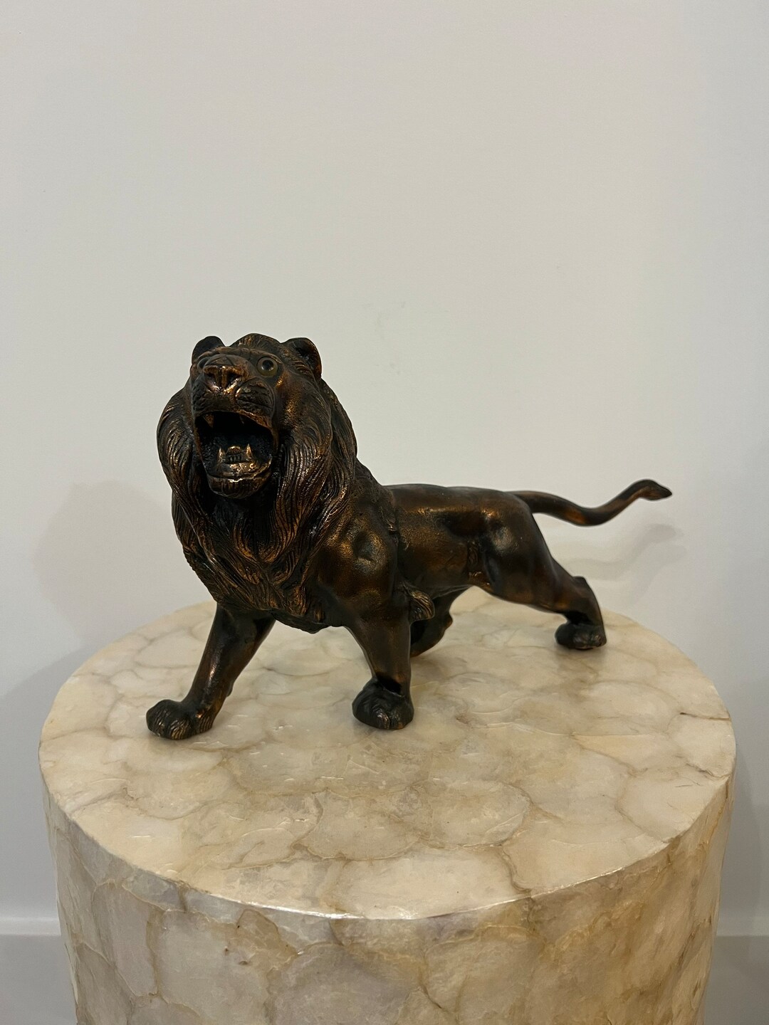 Vintage Solid Brass Lion Statue Etsy