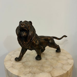 Vintage Solid Brass Lion Statue