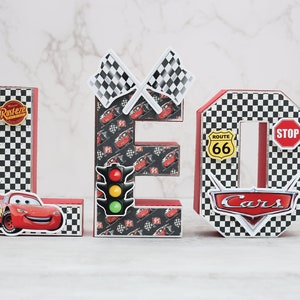 3D Letter Cars Theme - Personalized Kids Room and Party Decoration