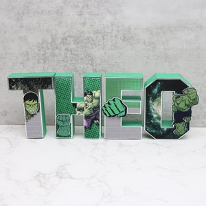 Cartas 3D de Hulk, Primer cumpleaños de Hulk, Tema de Hulk, Carta de Hulk independiente, Hulk, ONE Hulk, Decoraciones de fiesta de Hulk, Cumpleaños de Hulk